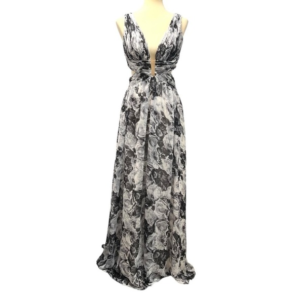 Aidan Mattox NWT Floral Sleeveless Double V Waist Cutouts Maxi Dress Women 8 - Picture 14 of 14